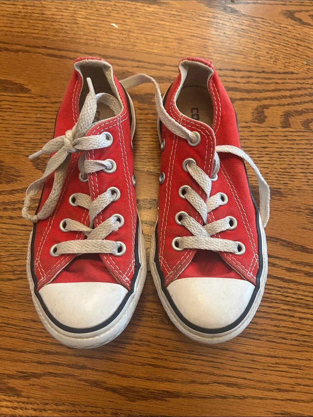 Converse Kids Red Canvas Low-Top Sneakers with White Accents